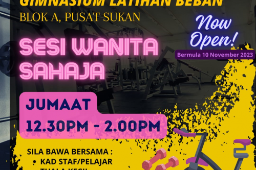 GIMNASIUM LATIHAN BEBAN BAGI SESI WANITA KINI DIBUKA