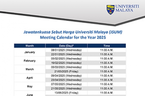 Jawatankuasa Sebut Harga Universiti Malaya (JSUM) Meeting Calendar for the Year 2025